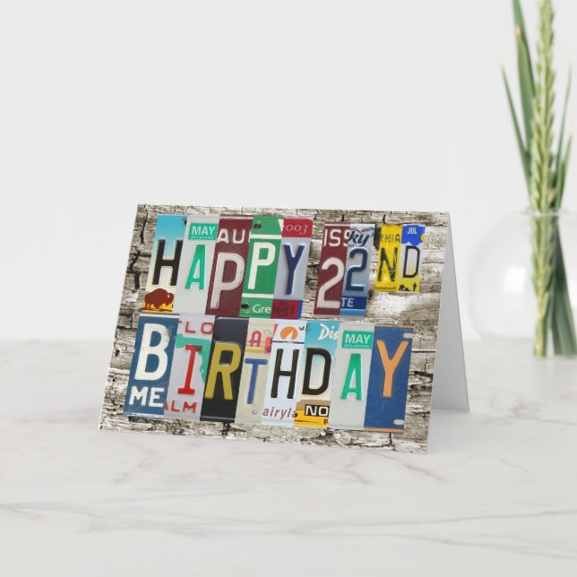 Plaques de licence Joyeux 22e Anniversaire Carte (Devant)