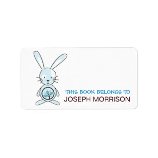 Plaques de livres Bunny Bleu Étiquette
