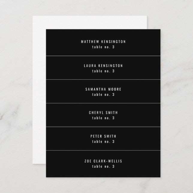 Plaques de Mariage minimaliste noir (Devant / Derrière)