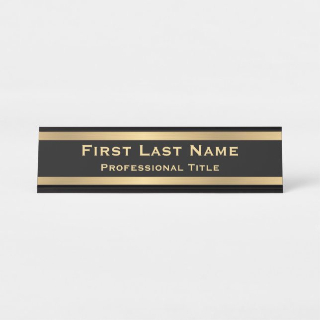 Plaques de nom de bureau - Aspect or moderne (Devant)