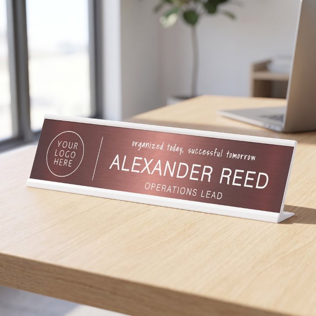 Plaques de nom de logo personnalisées en cuivre mo (Logo Name Plates Custom Modern Copper)