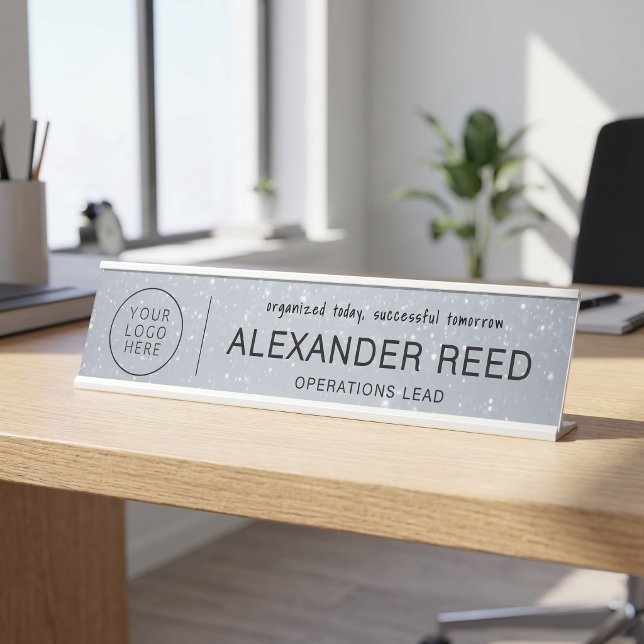Plaques de nom de logo personnalisées Shimmer Silv (Logo Name Plates Custom Shimmer Silver)