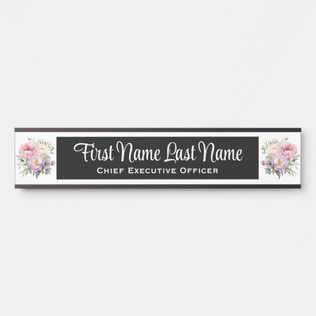 Plaques de nom de porte de bureau floral aux pivoi (Devant)