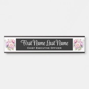 Plaques de nom de porte de bureau floral aux pivoi