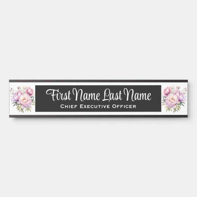 Plaques de nom de porte de bureau floral aux pivoi (Devant)