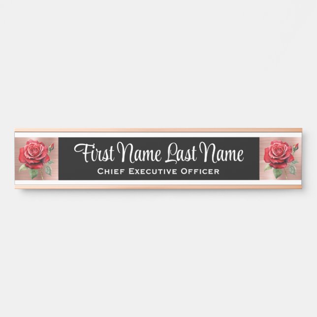 Plaques de nom de porte de bureau floral Roses (Devant)