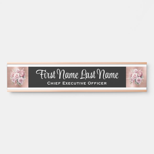 Plaques de nom de porte de bureau floral Roses (Devant)