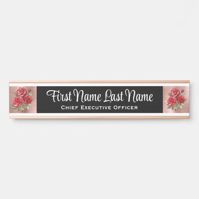 Plaques de nom de porte de bureau floral Roses (Devant)