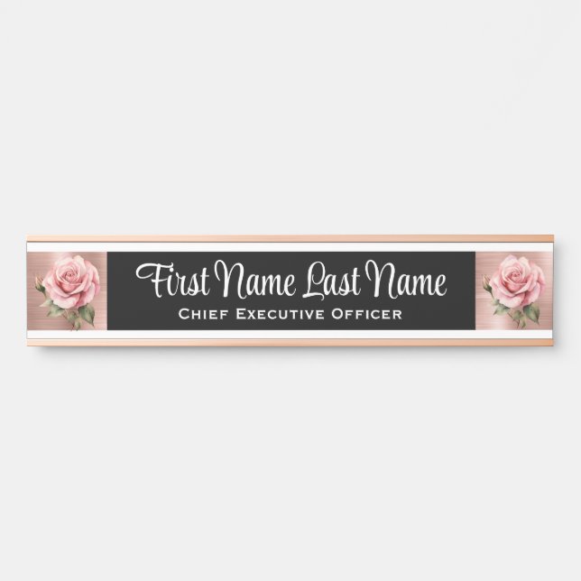 Plaques de nom de porte de bureau floral Roses (Devant)