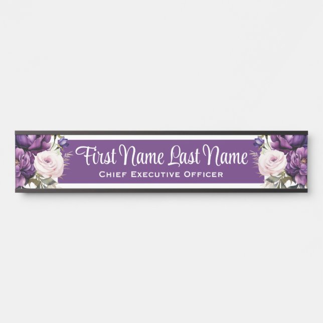 Plaques de nom florales Deep Purple pour porte de  (Devant)