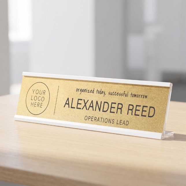 Plaques de nom Logo Sophistiqué Classique Or (Logo Name Plates Sophisticated Classic Gold)