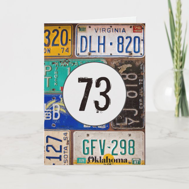 Plaques d'immatriculation vintage pour carte d'ann (Devant)