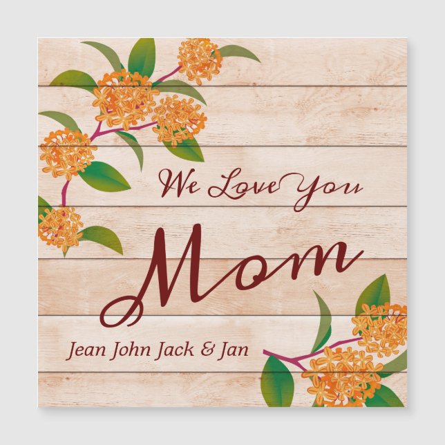 Plaques En Bois Avec Fleurs Oranges Pour Maman (Devant)