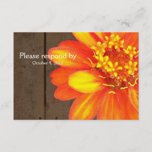 Plaques en bois, Orange Zinnia RSVP avec enveloppe