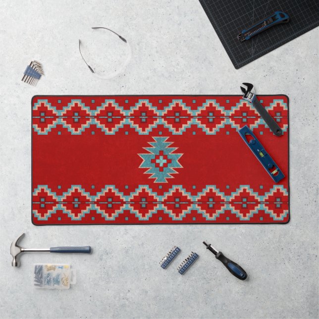 Plaques sud-ouest rouge et turquoise (Poste de travail)
