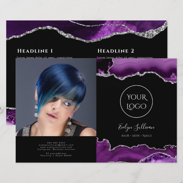 plaquette pliée d'agneau d'argent violet (Devant / Derrière)