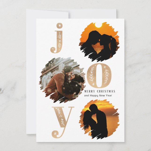 plat carte de Noël Or Élégant Moderne Or 3 photo (Devant)