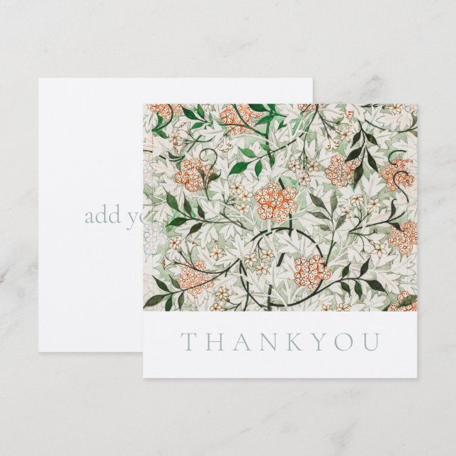 PLAT THANKYOU CARTE : WILLIAM MORRIS : JASMINE (Devant / Derrière)