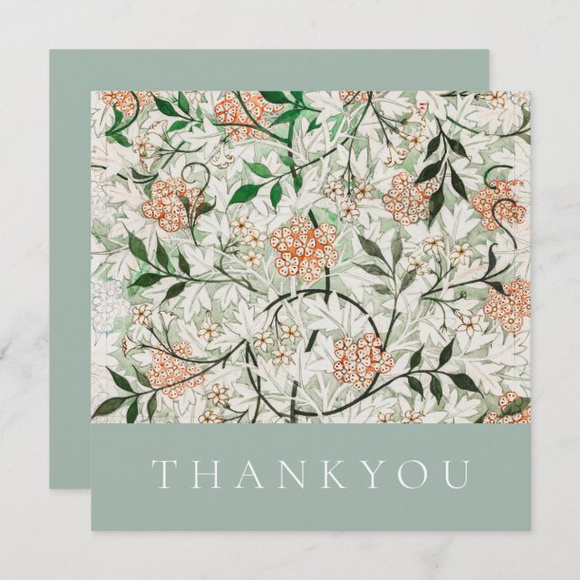 PLAT THANKYOU CARTE : WILLIAM MORRIS : JASMINE (Devant / Derrière)