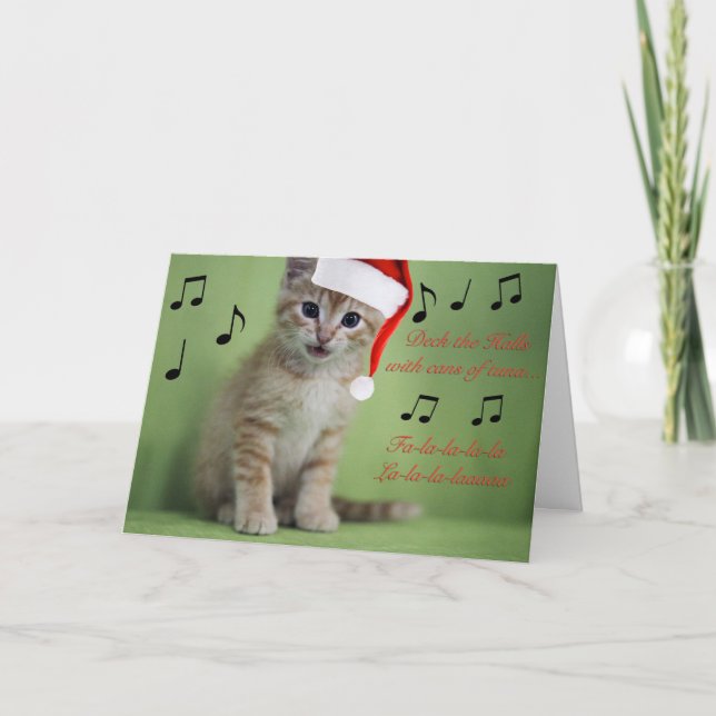 Plate-forme la carte de Noël de chaton de halls (Devant)