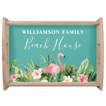 Aquarelle Tropical Floral Nom de famille Maison de