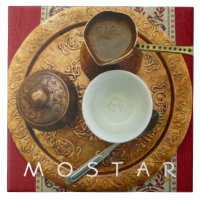 Plateau de café bosniaque Mostar carreaux en céram