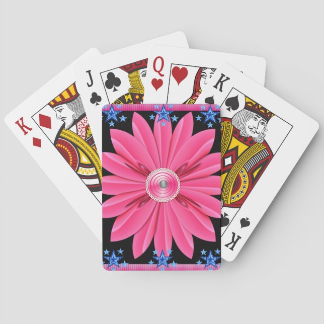 Plateau de cartes de jeu floral (dos)