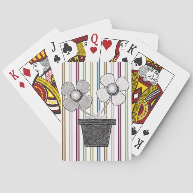 Plateau de cartes de jeu floral (dos)