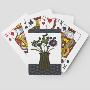 Plateau de cartes de jeu floral
