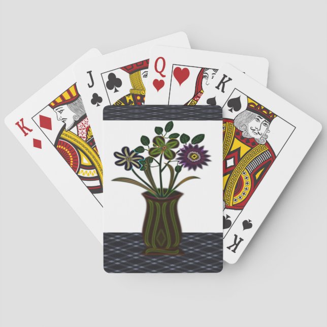 Plateau de cartes de jeu floral (dos)