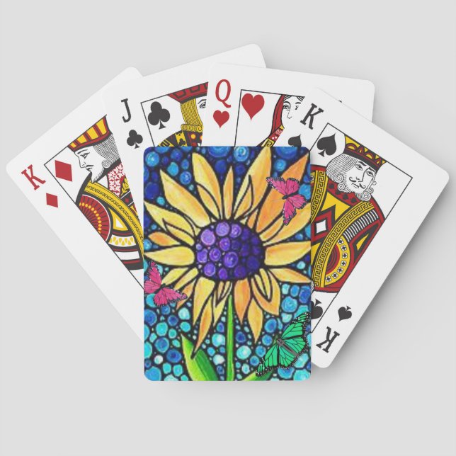 Plateau de cartes de jeu floral (dos)