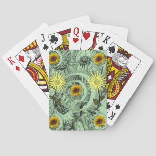 Plateau de cartes de jeu floral