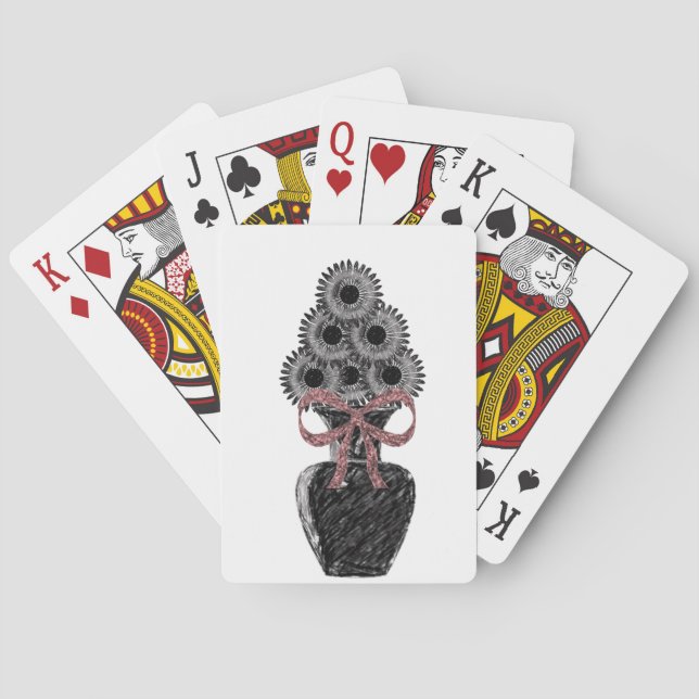 Plateau de cartes de jeu floral (dos)