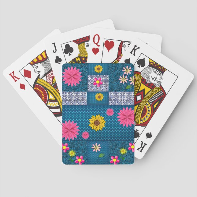 Plateau de cartes de jeu floral (dos)