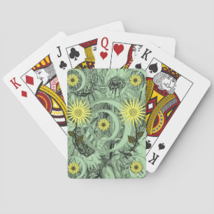 Plateau de cartes de jeu floral