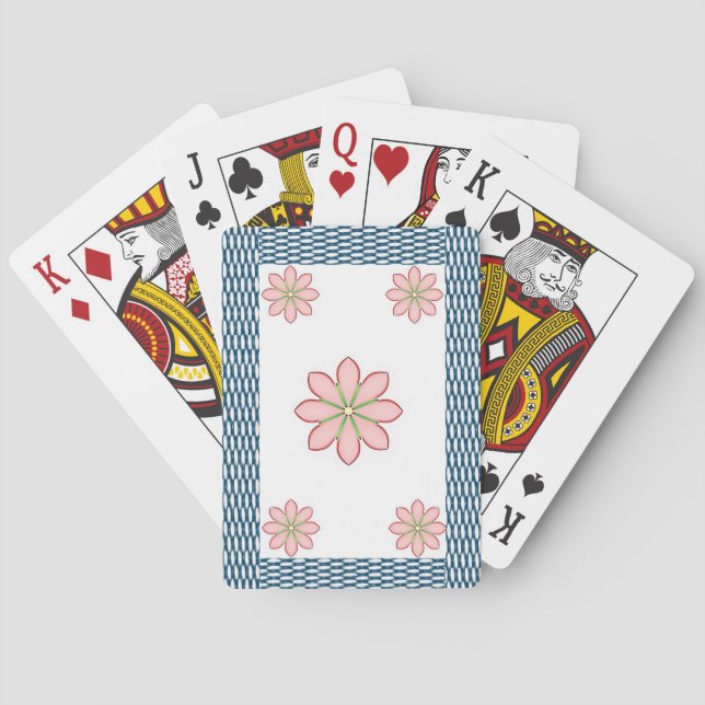 Plateau de cartes de jeu floral (dos)