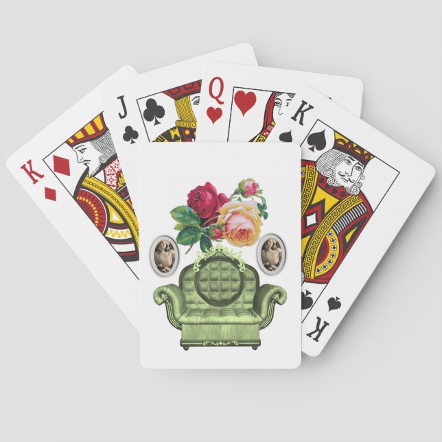 Plateau de cartes de jeu floral (dos)
