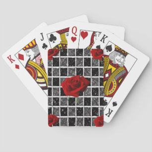 Plateau de cartes de jeu floral