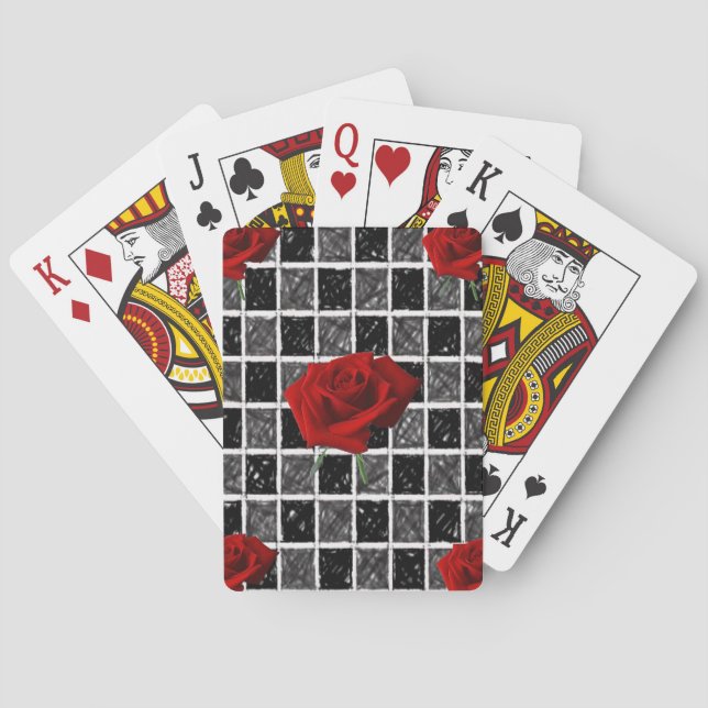 Plateau de cartes de jeu floral (dos)