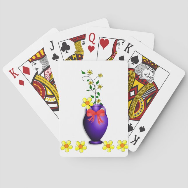 Plateau de cartes de jeu floral (dos)