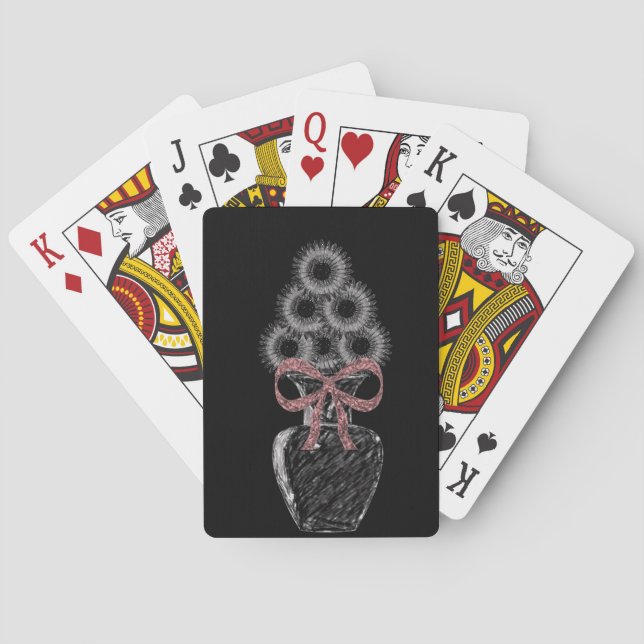 Plateau de cartes de jeu floral (dos)