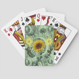Plateau de cartes de jeu floral