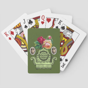 Plateau de cartes de jeu floral