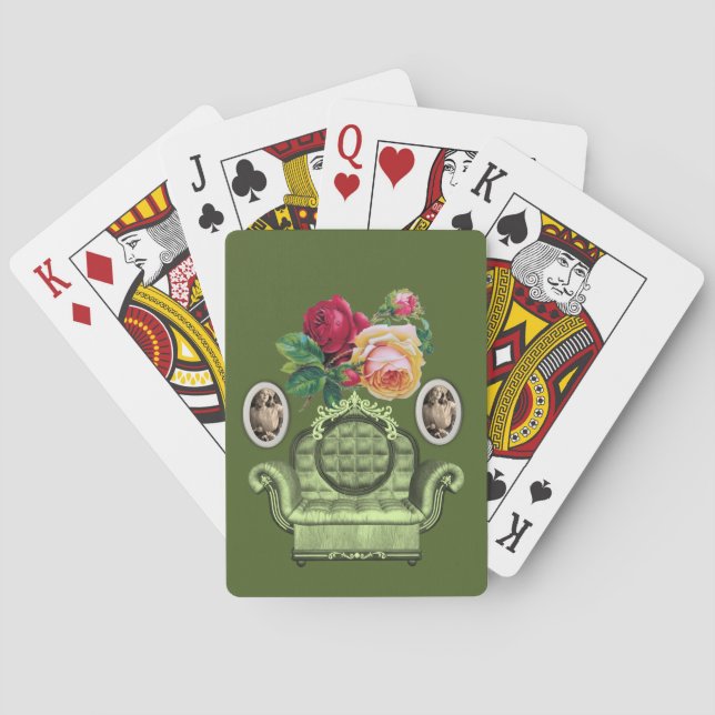 Plateau de cartes de jeu floral (dos)