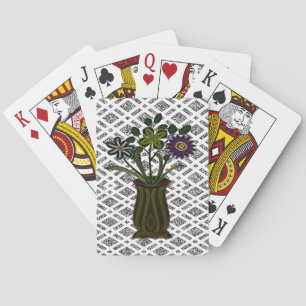 Plateau de cartes de jeu floral