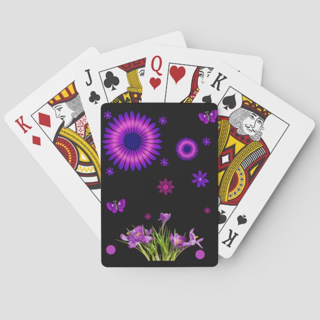 Plateau de cartes de jeu floral (dos)