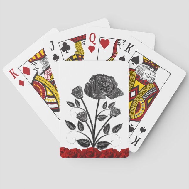 Plateau de cartes de jeu floral (dos)