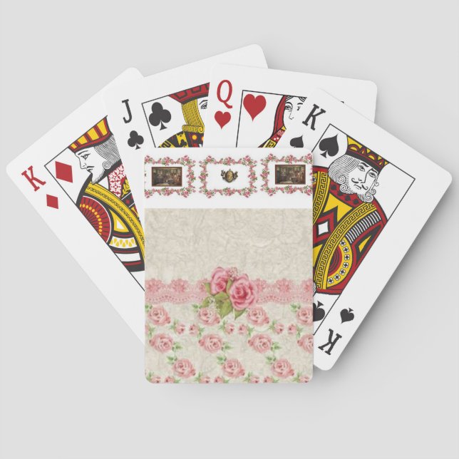 Plateau de cartes de jeu floral (dos)