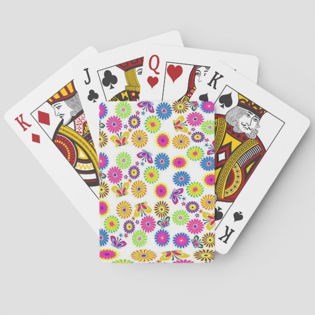 Plateau de cartes de jeu floral (dos)