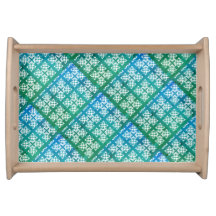 Plateau de service à motif de carreaux traditionne